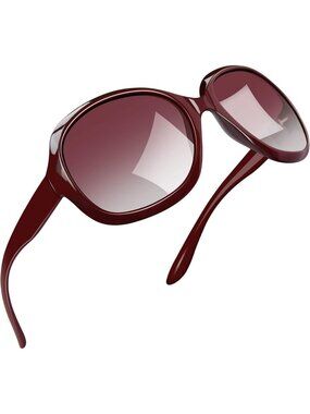 Women's Wine Red Polarized UV Protection Sun Glasses Big Wide Shades Driving